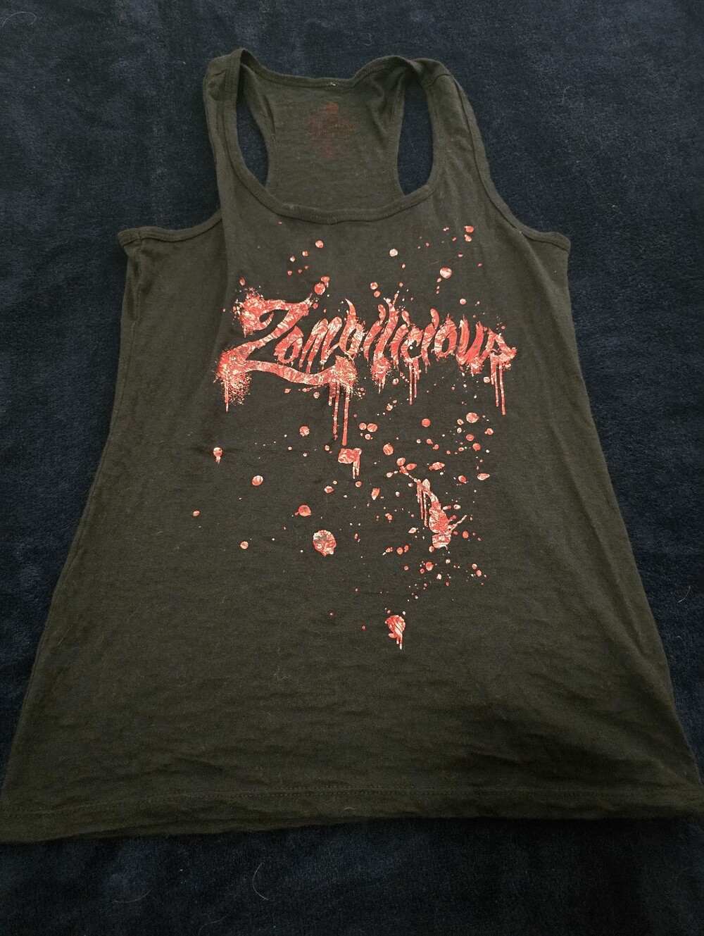 Black Racerback Tank with Red Graphic Script